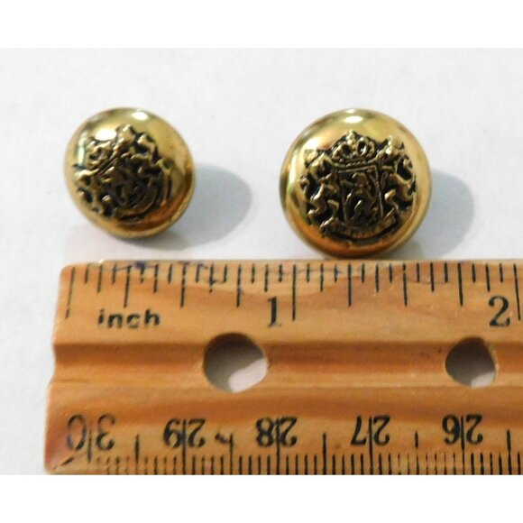 Vintage Gold Tone Embossed Coat Of Arms Buttons Set Of 8 - Picture 6 of 7